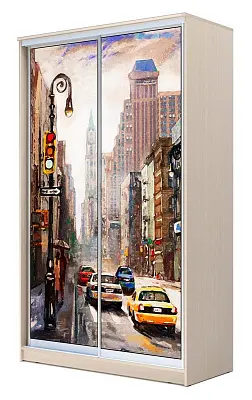 картинка Шкаф-купе 2-х дверный с фотопечатью Городской пейзаж 2200 1682 420 от магазина КУПИ КУПЕ