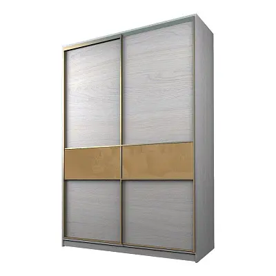 картинка Шкаф-купе 2-х дверный МАКС со вставками с светло-коричневой пленкой Oracal от магазина КУПИ КУПЕ