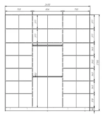 картинка Шкаф-купе 3-х дверный МАКС с зеркалом по центру от магазина КУПИ КУПЕ