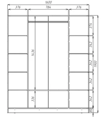 картинка Шкаф ЭКОН распашной 4-х дверный с 4-мя зеркалами от магазина КУПИ КУПЕ