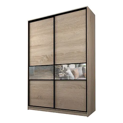 картинка Шкаф-купе 2-х дверный МАКС с зеркальной вставкой с пескоструйным рисунком от магазина КУПИ КУПЕ