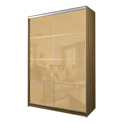 картинка Шкаф-купе 2-х дверный МАКС с бежевой пленкой Oracal от магазина КУПИ КУПЕ