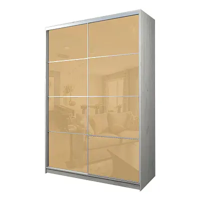 картинка Шкаф-купе 2-х дверный МАКС с бежевой пленкой Oracal от магазина КУПИ КУПЕ