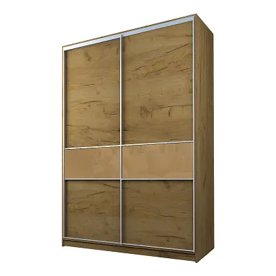 картинка Шкаф-купе 2-х дверный МАКС со вставками с светло-коричневой пленкой Oracal от магазина КУПИ КУПЕ