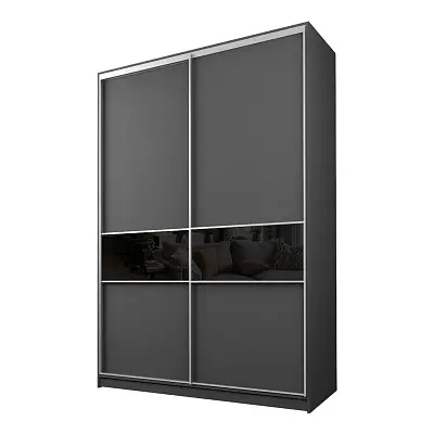 картинка Шкаф-купе 2-х дверный МАКС со вставками с черной пленкой Oracal от магазина КУПИ КУПЕ