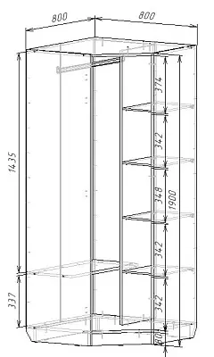 картинка Шкаф ЭКОН угловой с зеркалом от магазина КУПИ КУПЕ