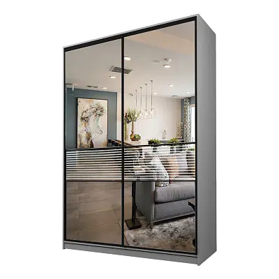 картинка Шкаф-купе 2-х дверный МАКС с зеркалом с пескоструйной вставкой от магазина КУПИ КУПЕ