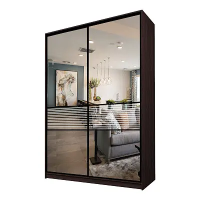 картинка Шкаф-купе 2-х дверный МАКС с зеркалом с пескоструйной вставкой от магазина КУПИ КУПЕ