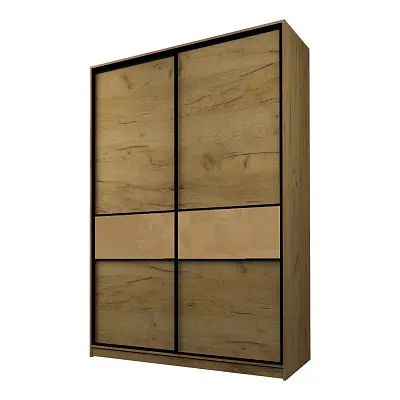 картинка Шкаф-купе 2-х дверный МАКС со вставками с светло-коричневой пленкой Oracal от магазина КУПИ КУПЕ