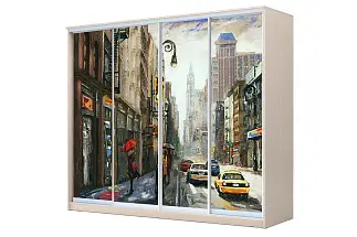 Картинка Шкаф-купе 4-х дверный с фотопечатью Городской пейзаж 2400 2366 620 от интернет-магазина Купи-купе