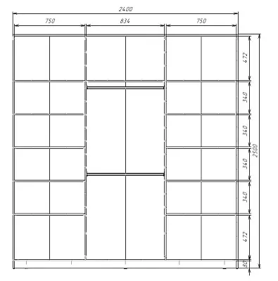 картинка Шкаф-купе 3-х дверный МАКС с пленкой Oracal Шоколад от магазина КУПИ КУПЕ