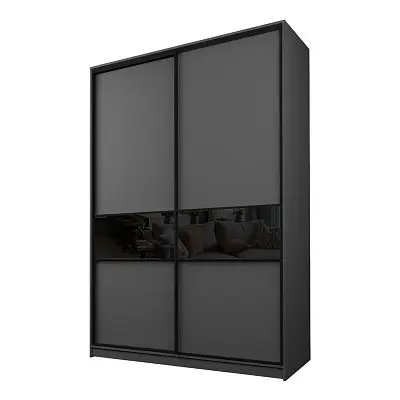 картинка Шкаф-купе 2-х дверный МАКС со вставками с черной пленкой Oracal от магазина КУПИ КУПЕ