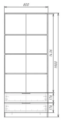 картинка Шкаф ЭКОН распашной 2-х дверный с 2-мя ящиками с полками с 2-мя зеркалами от магазина КУПИ КУПЕ