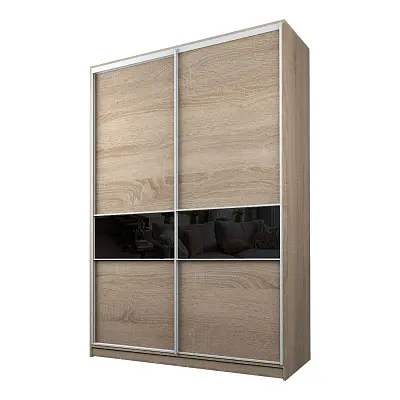 картинка Шкаф-купе 2-х дверный МАКС со вставками с черной пленкой Oracal от магазина КУПИ КУПЕ