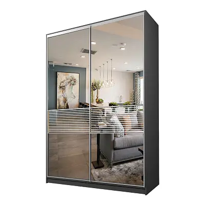 картинка Шкаф-купе 2-х дверный МАКС с зеркалом с пескоструйной вставкой от магазина КУПИ КУПЕ