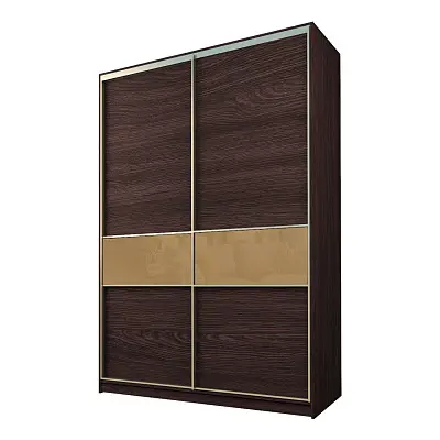 картинка Шкаф-купе 2-х дверный МАКС со вставками с светло-коричневой пленкой Oracal от магазина КУПИ КУПЕ