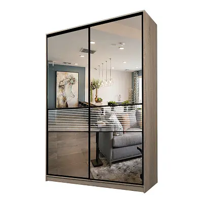 картинка Шкаф-купе 2-х дверный МАКС с зеркалом с пескоструйной вставкой от магазина КУПИ КУПЕ