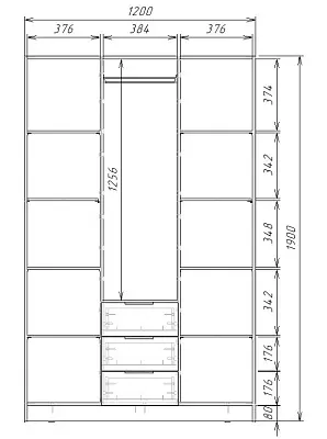картинка Шкаф ЭКОН распашной 3-х дверный с 3-мя ящиками от магазина КУПИ КУПЕ