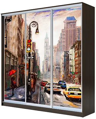 картинка Шкаф-купе 3-х дверный с фотопечатью Городской пейзаж 2200 2014 420 от магазина КУПИ КУПЕ