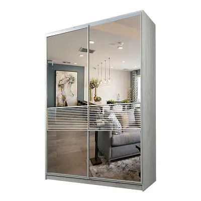 картинка Шкаф-купе 2-х дверный МАКС с зеркалом с пескоструйной вставкой от магазина КУПИ КУПЕ