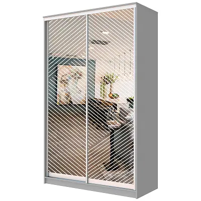 картинка Шкаф-купе 2-х дверный ХИТ с пескоструйным рисунком Диагональные полосы №22-23 от магазина КУПИ КУПЕ