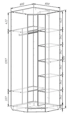 картинка Шкаф ЭКОН угловой с зеркалом от магазина КУПИ КУПЕ