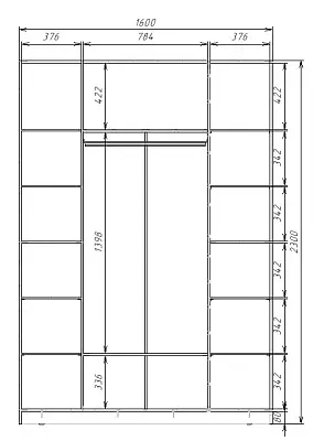 картинка Шкаф ЭКОН распашной 4-х дверный с 2-мя зеркалами от магазина КУПИ КУПЕ