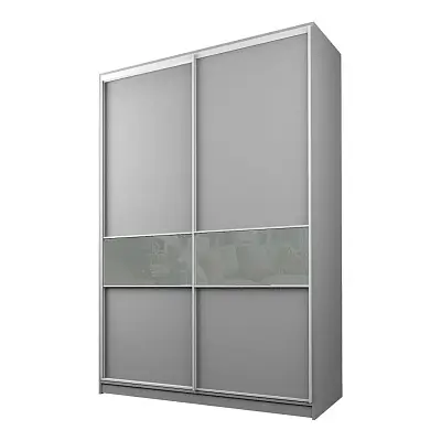 картинка Шкаф-купе 2-х дверный МАКС со вставками с светло-серой пленкой Oracal от магазина КУПИ КУПЕ
