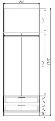 картинка Шкаф ЭКОН распашной 2-х дверный с 2-мя ящиками со штангой с 2-мя зеркалами от магазина КУПИ КУПЕ