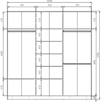 картинка Шкаф-купе 3-х дверный МАКС с зеркалом по центру от магазина КУПИ КУПЕ