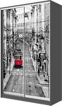 Картинка Шкаф-купе 2-х дверный с фотопечатью Лондон, трамвай 2200 1200 620 от интернет-магазина Купи-купе