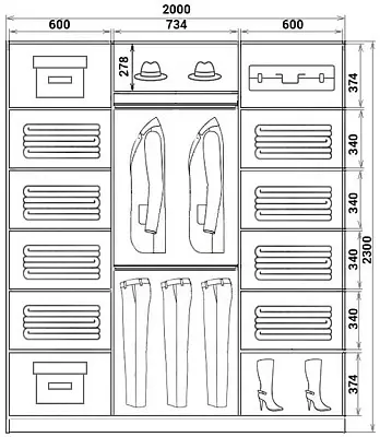 картинка Шкаф-купе 3-х дверный с пескоструйным рисунком Диагональные полосы №21-22-21 2300 2014 620 от магазина КУПИ КУПЕ