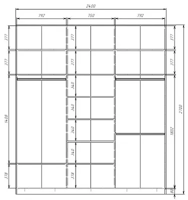 картинка Шкаф-купе 3-х дверный МАКС с зеркалом по центру 2700 2400 600 от магазина КУПИ КУПЕ