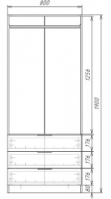картинка Шкаф ЭКОН распашной 2-х дверный с 3-мя ящиками со штангой от магазина КУПИ КУПЕ