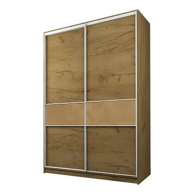 картинка Шкаф-купе 2-х дверный МАКС со вставками с светло-коричневой пленкой Oracal от магазина КУПИ КУПЕ