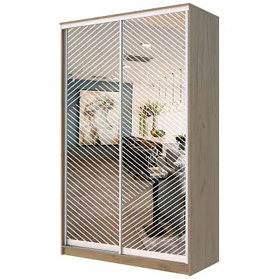 картинка Шкаф-купе 2-х дверный ХИТ с пескоструйным рисунком Диагональные полосы №22-23 от магазина КУПИ КУПЕ