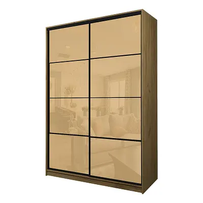 картинка Шкаф-купе 2-х дверный МАКС с бежевой пленкой Oracal от магазина КУПИ КУПЕ