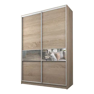 картинка Шкаф-купе 2-х дверный МАКС с зеркальной вставкой с пескоструйным рисунком от магазина КУПИ КУПЕ