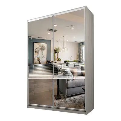 картинка Шкаф-купе 2-х дверный МАКС с зеркалом с пескоструйной вставкой от магазина КУПИ КУПЕ