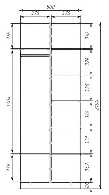 картинка Шкаф ЭКОН распашной 2-х дверный с полками и штангой от магазина КУПИ КУПЕ