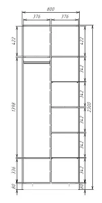 картинка Шкаф ЭКОН распашной 2-х дверный с полками и штангой от магазина КУПИ КУПЕ