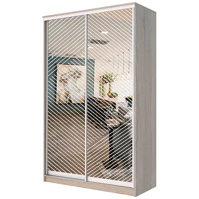 картинка Шкаф-купе 2-х дверный ХИТ с пескоструйным рисунком Диагональные полосы №22-23 от магазина КУПИ КУПЕ