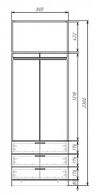 картинка Шкаф ЭКОН распашной 2-х дверный с 3-мя ящиками со штангой с 2-мя зеркалами от магазина КУПИ КУПЕ