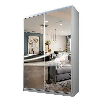 картинка Шкаф-купе 2-х дверный МАКС с зеркалом с пескоструйной вставкой от магазина КУПИ КУПЕ