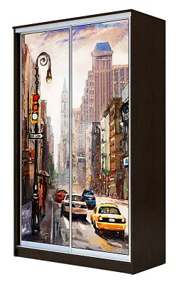 картинка Шкаф-купе 2-х дверный с фотопечатью Городской пейзаж 2400 1500 420 от магазина КУПИ КУПЕ