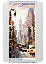 Картинка Шкаф-купе 2-х дверный угловой с фотопечатью Городской пейзаж 2200 1103 1303 от интернет-магазина Купи-купе