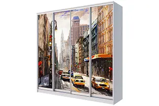 Картинка Шкаф-купе 4-х дверный с фотопечатью Городской пейзаж 2200 2366 420 от интернет-магазина Купи-купе