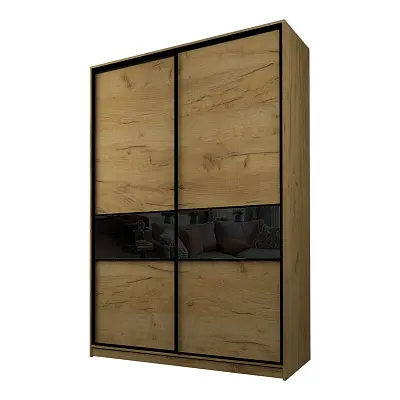 картинка Шкаф-купе 2-х дверный МАКС со вставками с черной пленкой Oracal от магазина КУПИ КУПЕ