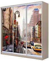 Картинка Шкаф-купе 3-х дверный с фотопечатью Городской пейзаж 2400 1770 420 от интернет-магазина Купи-купе
