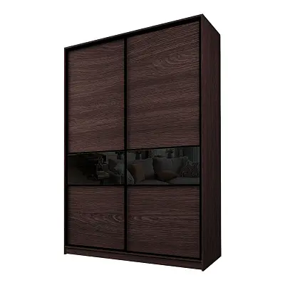 картинка Шкаф-купе 2-х дверный МАКС со вставками с черной пленкой Oracal от магазина КУПИ КУПЕ